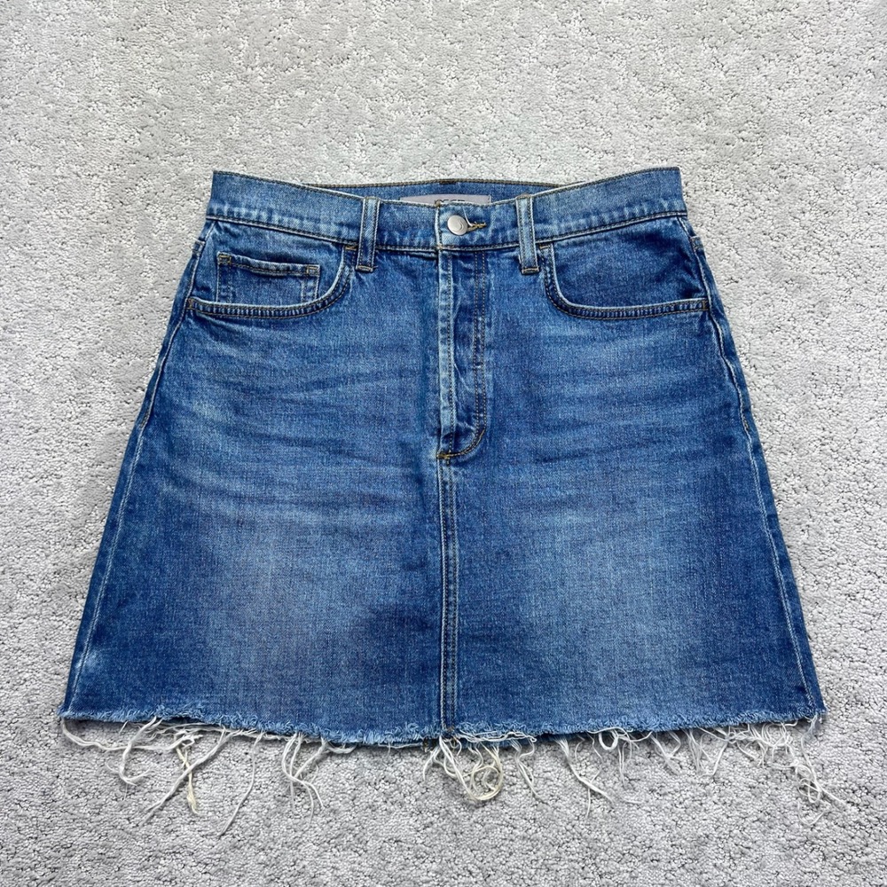 Joes Jeans Mini Skirt Womens Size 28 Blue Denim Jaden Fashion Raw Hem Button Fly